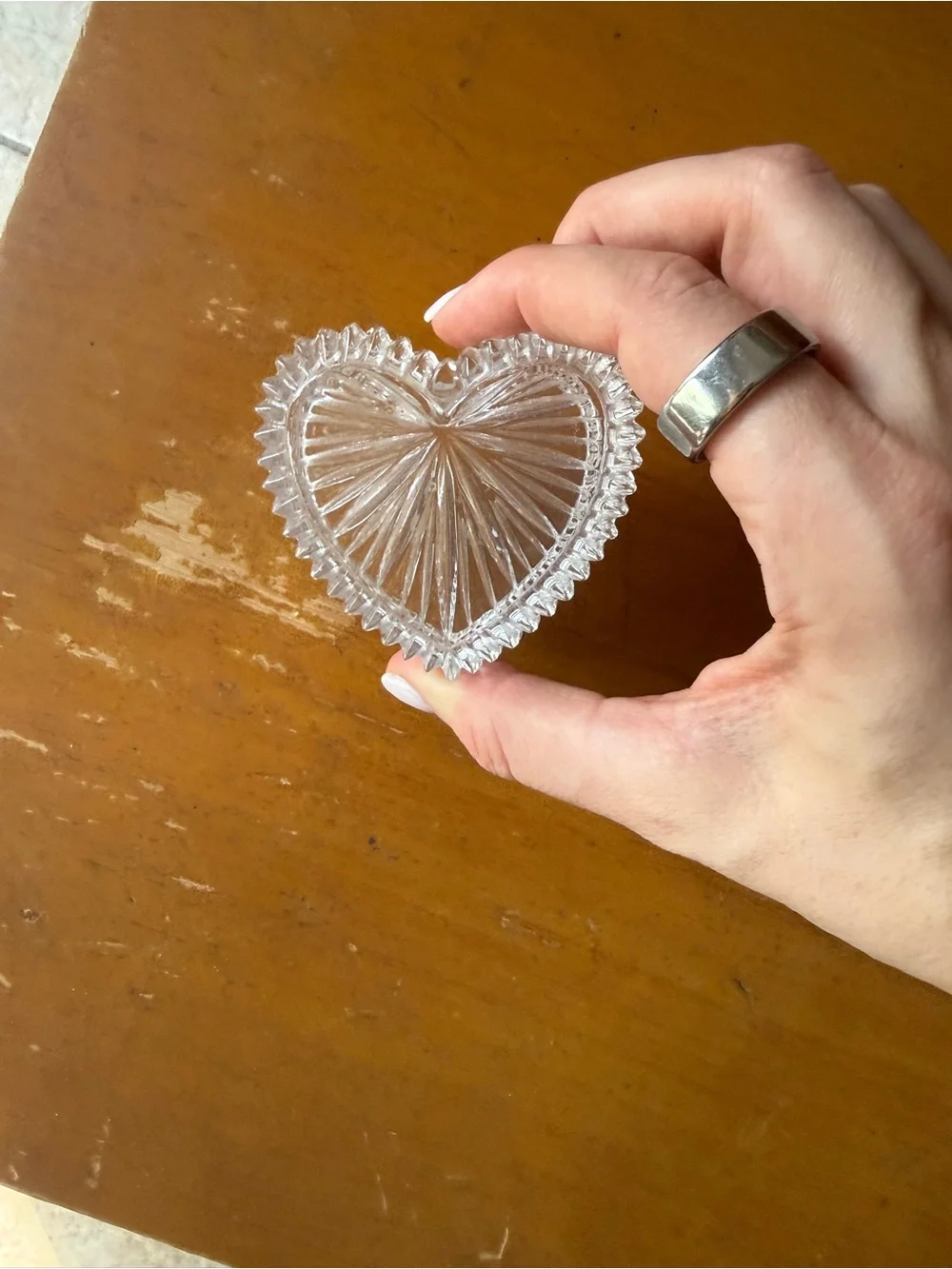 Vintage Gorham Heart-Shaped Crystal Trinket Box with Lid